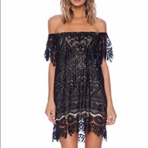 Sky Black Lace Off-Shoulder Dress